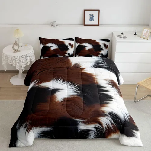 Miniatura 20 de Feelyou Juego de edredón de oso azul, juego de ropa de cama de osos de animales, juego de edredón acolchado con estampado de arboleda de galaxia