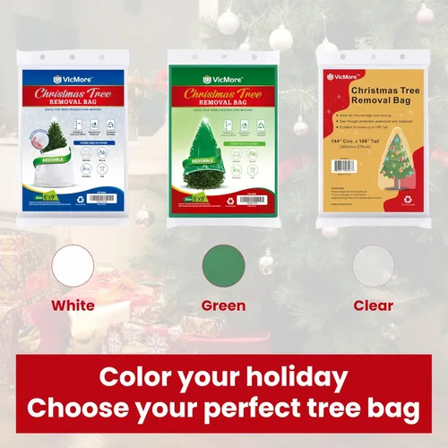 Miniatura 6 de VicMore Bolsa de eliminación para árbol de Navidad, 9 x 6 pies, color blanco, cubierta de almacenamiento de polietileno resistente