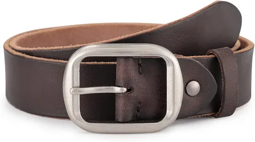 Miniatura 2 de Cinturón de mezclilla de cuero genuino para hombre, hecho a mano, 100% piel de vaca, diseños clásicos para el trabajo, negocios y casual