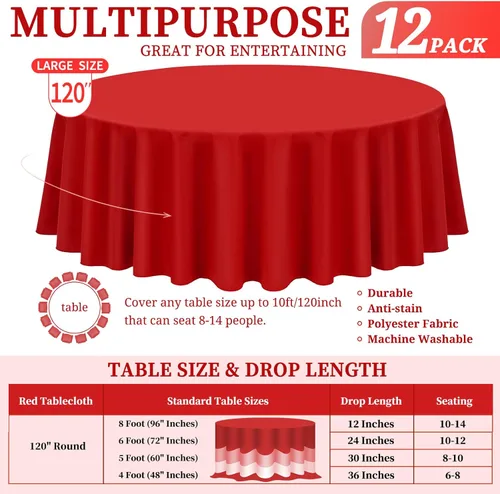 Miniatura 126 de Showgeous Paquete de 4 manteles redondos color rosa intenso de 120 pulgadas de poliéster para mesas redondas, manteles de tela decorativa lavable