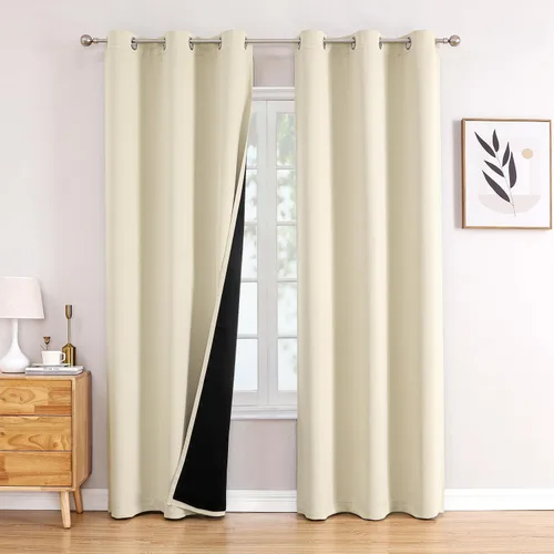 Miniatura 27 de ChrisDowa - Cortinas 100% opacas, para dormitorio, con forro negro, 2 capas gruesas, aislamiento térmico y ojales, 63 pulgadas de largo, juego de 2