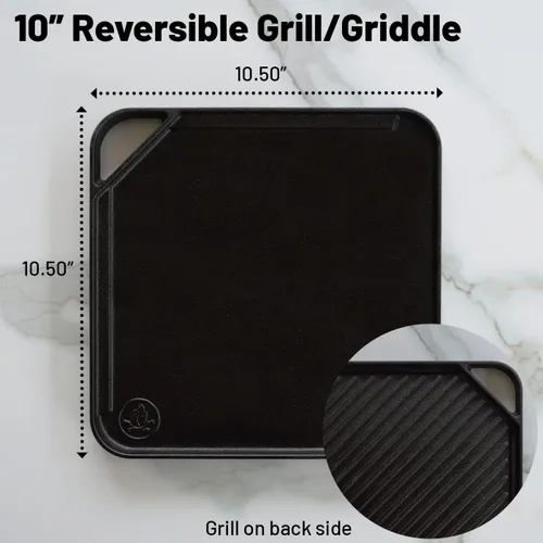 Miniatura 2 de Parrilla/plancha reversible de hierro fundido de un solo quemador de 10,5 pulgadas