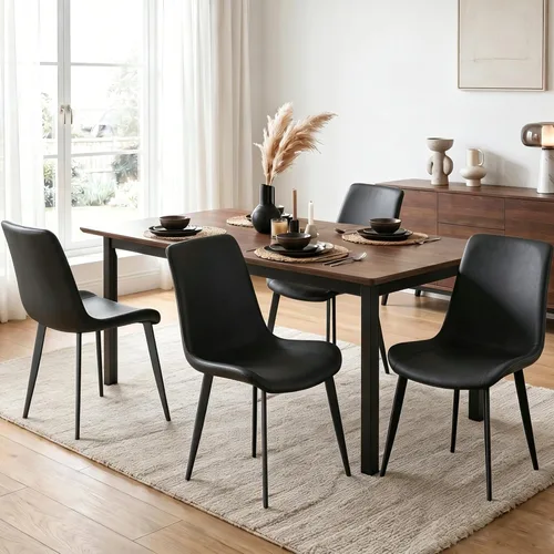 Miniatura 10 de Juego de 2 sillas de comedor modernas, sillas de comedor de cuero PU, sillas de cocina tapizadas con respaldo ergonómico y patas de metal