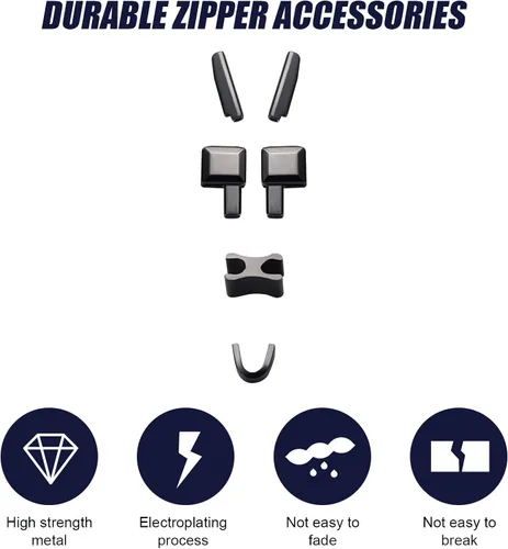 Miniatura 3 de Kit de reparación de tapón de cremallera #3, 5, 8, 10, 16 pares de retenedor de cremallera de metal y pasador de inserción de retenedor, 16 topes