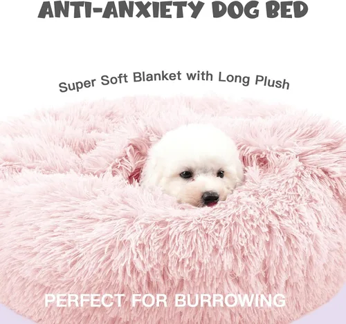 Miniatura 6 de Himax Camas para perros y gatos pequeños, cómodas camas para perros con manta adjunta, cama calmante antiansiedad esponjosa lavable
