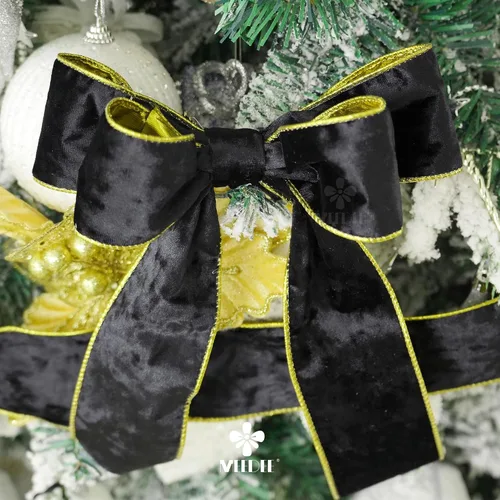 Miniatura 6 de MEEDEE Black and Gold Velvet Ribbon 2.5 inch with 10 Yards Spool Two Tone Velvet Wired Ribbon for Gift Wrapping, Halloween Wreaths, Christmas Tree