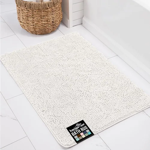Miniatura 21 de KANGAROO Alfombras de baño, alfombra de baño de chenilla suave y absorbente, tapete de ducha lanudo, alfombra de baño de secado rápido lavable a