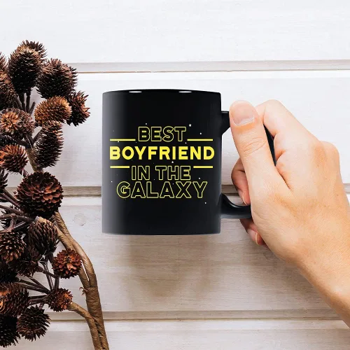 Miniatura 4 de Fatbaby Taza de café con texto en inglés "Best Boyfriend in the Galaxy", divertido regalo de cumpleaños, día de San Valentín, Navidad, para novio