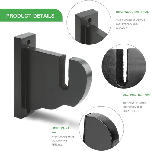Miniatura 6 de BiJun Soporte de pared para patineta, exhibición de montaje en pared para snowboard, estante horizontal de acrílico, colgador de almacenamiento
