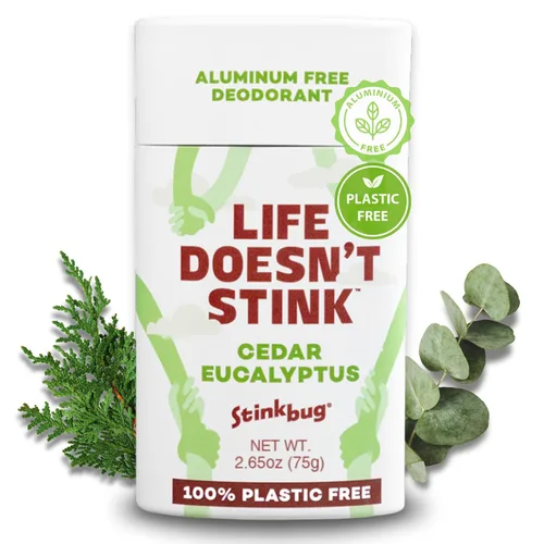 Stinkbug Naturals - Desodorante en barra orgánico sin plástico y sin aluminio con cedro, eucalipto y aceite de coco, 2.65 onzas, paquete de 1