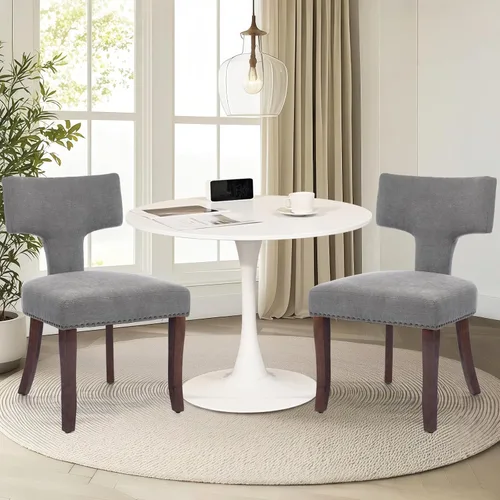 Miniatura 51 de Juego de 6 Sillas de Comedor Tapizadas de Terciopelo, Sillas Laterales de Cocina de Estilo Moderno con Ribete de Tachuelas y Patas de Madera, Anillo