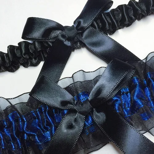 Miniatura 8 de ValiCLUD 1 juego de ligas de novia sexy para novias de encaje y piernas decoraciones (negro, azul)