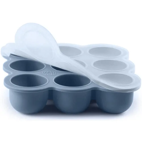 Miniatura 2 de Samuelworld Contenedor de almacenamiento de alimentos para bebés, 12 porciones x 2.5 onzas, bandeja de silicona sin BPA con tapa de clip para Azul