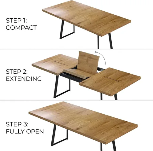 Miniatura 5 de ZckyCine Mesa de Comedor Moderna de Mediados de Siglo y Sillas para 4 Rectangular de Madera Expandible que Ahorra Espacio Multifuncional Marrón