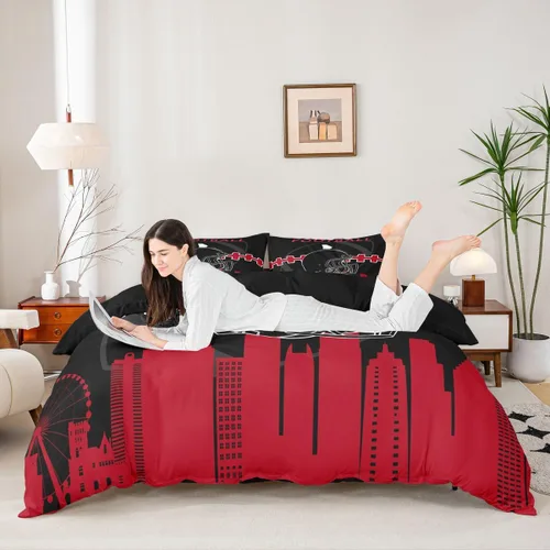Miniatura 3 de Erosebridal Funda de edredón de fútbol tamaño individual, juego de ropa de cama de fútbol para niños, niños y niñas, funda de edredón con 1 funda