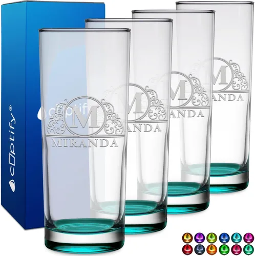 Miniatura 14 de Highball personalizado de 10.5 onzas con fondo negro, vaso Collins alto personalizado, cóctel de bebida mixta recta, inicial con nombre de regalo