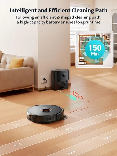Miniatura 5 de Robot aspirador y fregona, aspirador robot autovaciante con succión de 5000 Pa, navegador láser con aspiradoras robóticas de mapeo inteligente