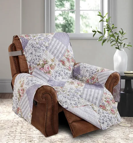 Miniatura 38 de Brilliant Sunshine Funda acolchada para silla con diseño de retazos de corazón de amor burdeos, 23 pulgadas de ancho de asiento, protector
