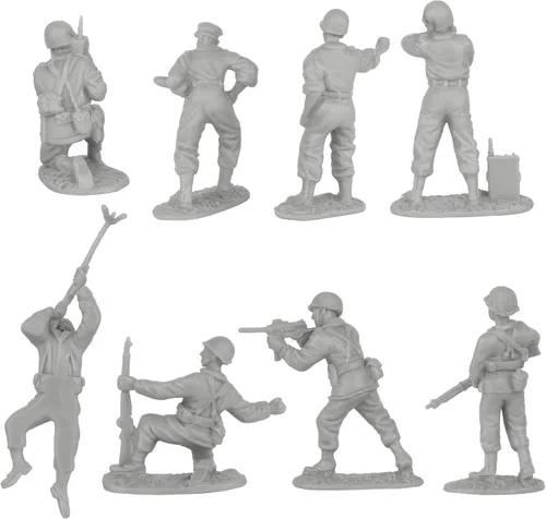 Miniatura 7 de BMC CTS Segunda Guerra Mundial Soldados de plástico del ejército de infantería estadounidense - 33 piezas de soldados grises 1:32