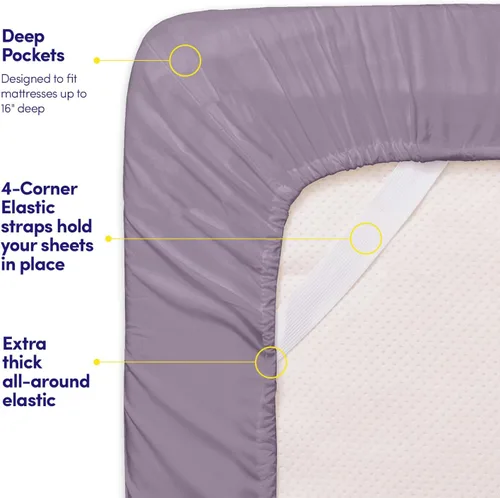 Miniatura 140 de 1500 Supreme Collection - Juego de sábanas y fundas de almohada para colchón, extrasuaves, correas elásticas en las esquinas, sábanas de bolsillo