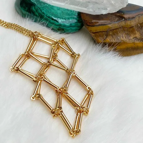 Miniatura 4 de Collar con soporte de piedra de cristal, Collar de jaula de cristal ajustable, Collar de red de metal ajustable, Collar colgante de malla de cadena