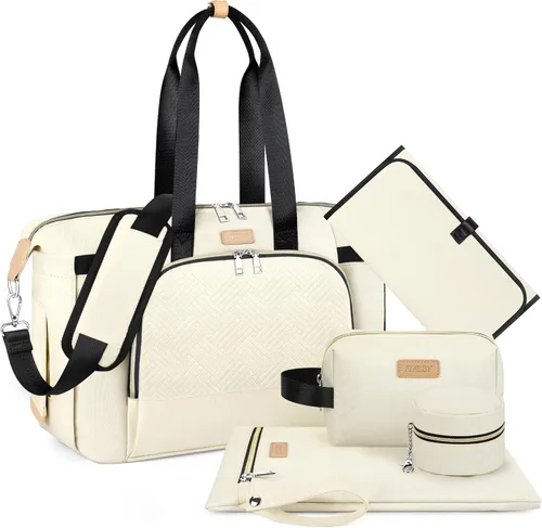 Miniatura 15 de ITIEZY Bolsa de pañales tipo tote para bebé - Bolsa grande para mamá con cambiador portátil, estuche para chupete, bolsas de hospital, bolsa