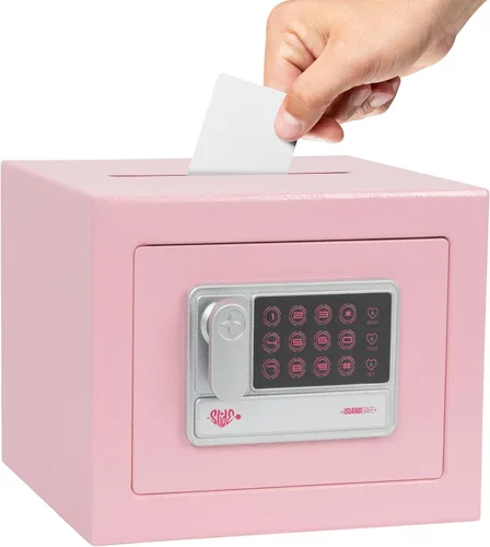 Miniatura 8 de Mini caja de seguridad electrónica personal, pequeña caja de seguridad con teclado digital y llaves de anulación manual, caja de acero de 0.2 pies