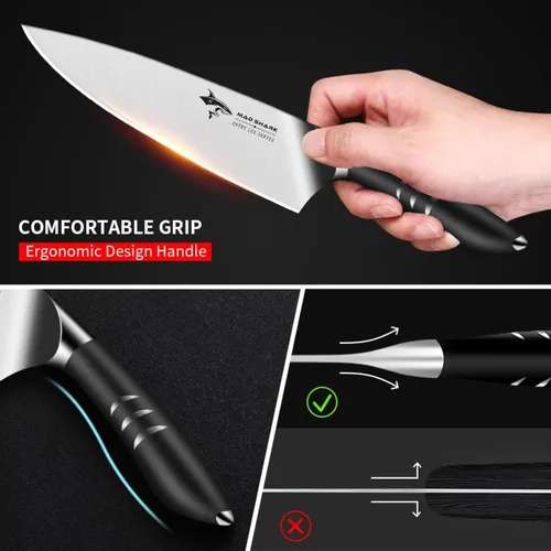Miniatura 5 de MAD SHARK Cuchillo de chef de 8 pulgadas, cuchillo de cocina de alto carbono de acero inoxidable con mango ergonómico, cuchillo de cocina con caja