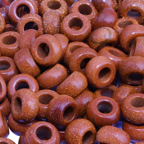Miniatura 6 de TUMBEELLUWA Rondelle - Cuentas de piedras preciosas naturales para la fabricación de joyas, cuentas sueltas de agujero grande, paquete de 15