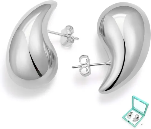 Qyalie Aretes de aro de oro grueso para mujer, aretes de lágrima de moda, grandes, gruesos, ligeros, chapados en oro de 18 quilates, joyería de