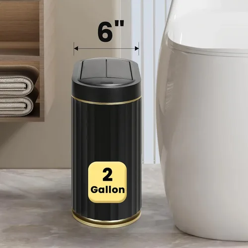 Miniatura 3 de ELPHECO - Cubo de basura de baño con tapa mariposa, papelero con sensor de movimiento para baño, papelera decorativa automática, accesorios de baño