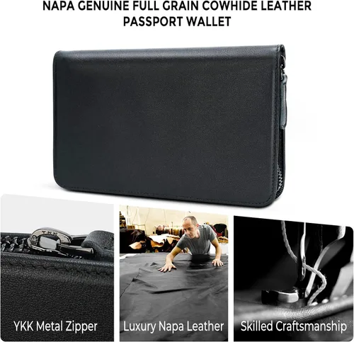 Miniatura 2 de Cartera de viaje para pasaporte, funda de cuero para pasaporte, cartera de pasaporte para hombres, soporte para pasaporte familiar para 4, funda