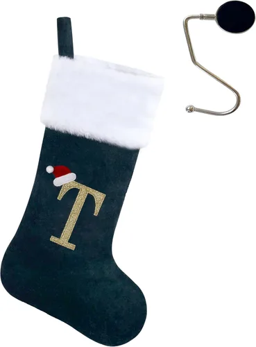 Miniatura 8 de Medias de Navidad de 20 pulgadas con monograma, letras, medias súper suaves grandes de Navidad, medias de monograma rojo para Navidad, regalo