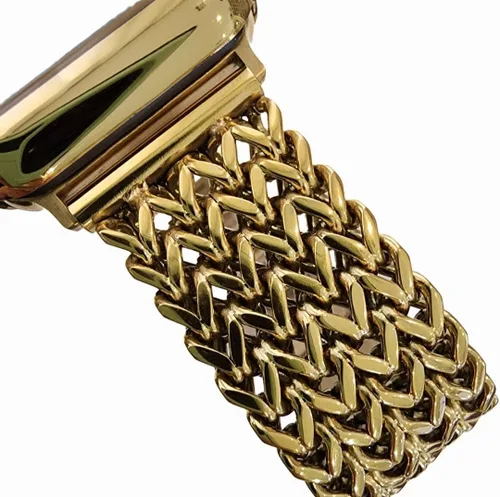 Miniatura 10 de Correas de Metal Dorado Compatibles con Apple Watch Band 38mm 40mm 41mm 42mm 44mm 45mm 46mm 49mm Pulsera de Cadena Elegante para iWatch Series 11 10