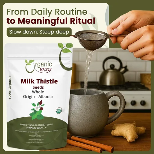 Miniatura 5 de Organic Way Semillas enteras de cardo mariano (Silybum marianum) - Té de hierbas Cosecha silvestre europea, certificado orgánico y kosher, vegano
