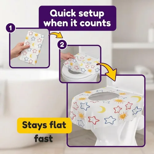 Miniatura 5 de Mighty Clean Baby Paquete de 22 fundas desechables para asiento de inodoro, tamaño XL, impermeables, para niños pequeños, niños y adultos, viajes