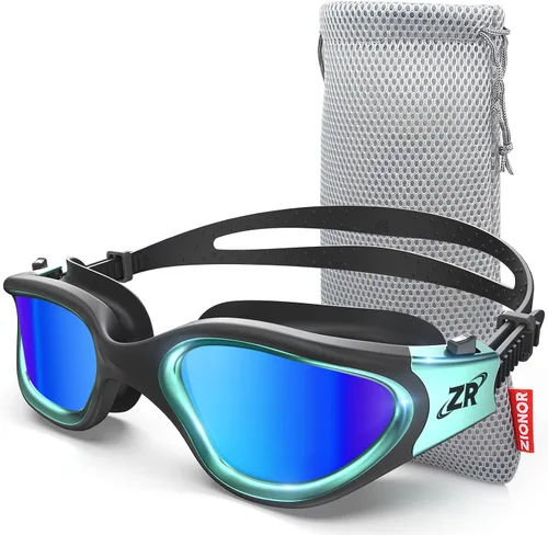 ZIONOR G1 MAX - Gafas de natación polarizadas antivaho para hombres y mujeres A8 (polarizado + azul espejo)