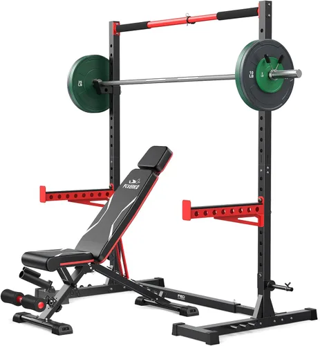 Miniatura 10 de FLYBIRD SR1 - Estante para sentadillas con barra de dominadas, estante de potencia multifuncional ajustable, soporte de sentadillas de ancho