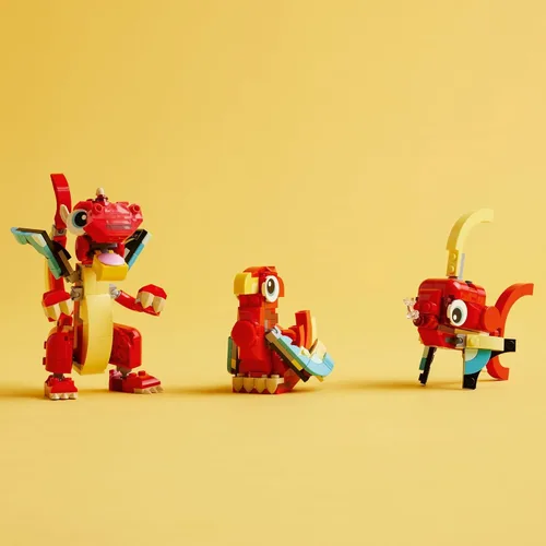 Miniatura 4 de LEGO Creator 31145 - Juguete de dragón rojo 3 en 1, se transforma de dragón a pez a fénix, idea de regalo para niños y niñas de 6 años en adelante