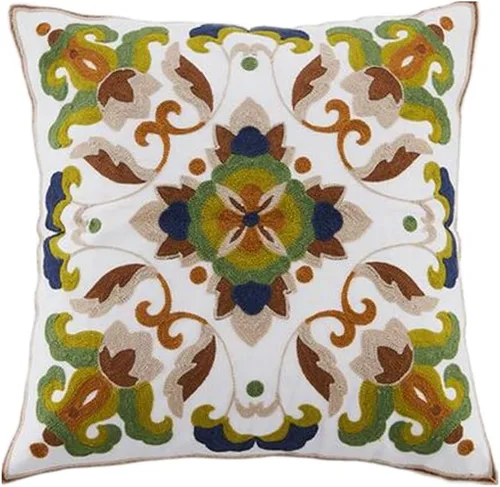 Miniatura 16 de Judy Dre am Funda de cojín 100 % algodón, cuadrada, bohemia, bordada, para sofá, cama, sala de estar, funda de almohada bohemia de 18 x 18 pulgadas
