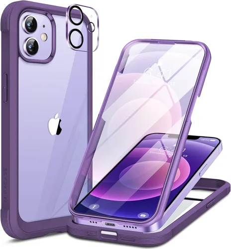 Miniatura 36 de Miracase Funda para iPhone 13 de 6.1 pulgadas, [sin burbujas] funda de teléfono de cuerpo completo con pantalla de vidrio completa integrada, sin