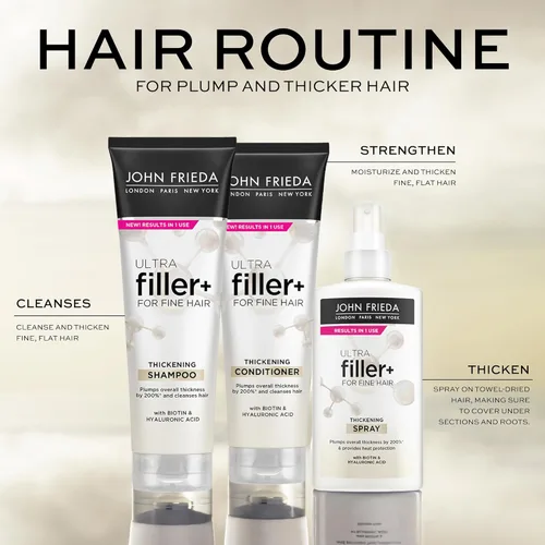 Miniatura 6 de John Frieda ULTRAfiller+ Acondicionador Espesante, Acondicionador Fortalecedor para Cabello Dañado o Fino, Infundido con Biotina y Ácido Hialurónico