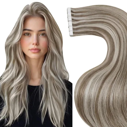 Miniatura 17 de LaaVoo - Extensiones de cabello humano Remy adhesivas con cinta invisible, cabello negro natural, extensiones de cabello para mujeres de color, 20