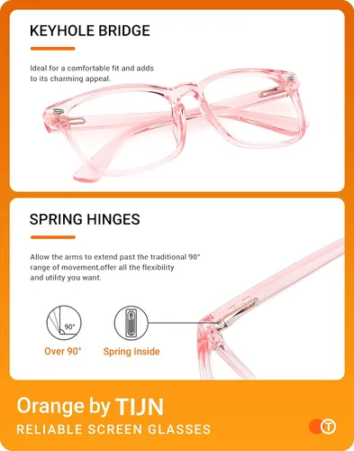 Miniatura 5 de TIJN Lentes de bloqueo de luz azul para mujeres y hombres, marco transparente cuadrado, anteojos nerd anti rayo azul, gafas para pantalla