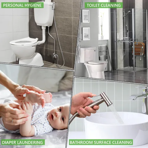Miniatura 6 de Aerosol multifuncional para bidé de mano, ducha de pañales de baño, manguera y accesorios, rociador de inodoro de mano con doble función