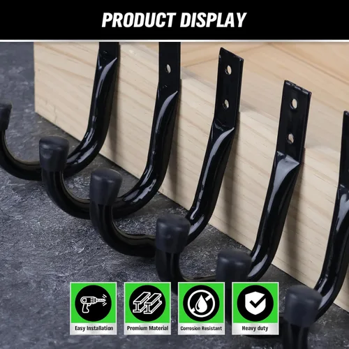 Miniatura 7 de Ganchos de almacenamiento para garaje de servicio pesado, juego de 6 ganchos para bicicletas para pared de garaje, ganchos utilitarios para garaje