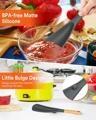 Miniatura 5 de Cuchara de cocina para utensilios de cocina antiadherentes, ideal para cocinar y servir silicona mate resistente sin BPA, cuchara con mango
