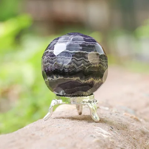 Miniatura 4 de Crocon Bola de esfera de piedra de sangre africana de 1.969 in con soporte de metal, más de 1400 quilates, bola de piedras preciosas curativas