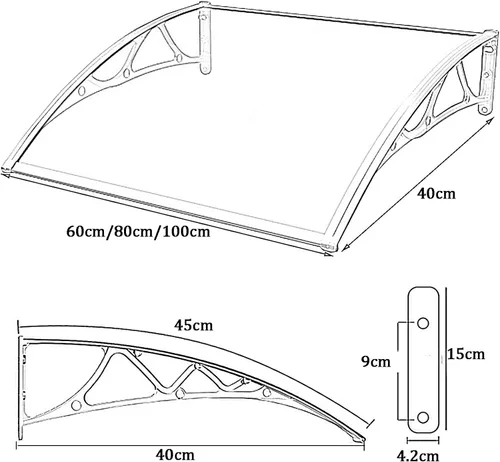 Miniatura 2 de WIGING Toldo para ventana, 15.7 x 23.6 in, 23.6 x 31.5 in, puerta delantera, al aire libre, jardín, porche, patio, cubierta para protección UV