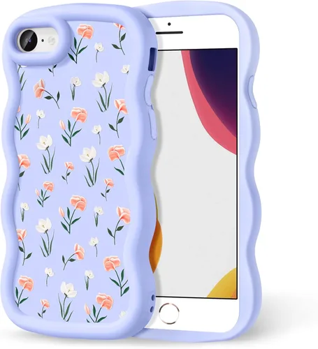 Miniatura 287 de Compatible con iPhone SE/8/7 Funda para Mujeres y Niñas, Marco Ondulado Rizado con Patrón Lindo, Estética Delgada Suave Silicona TPU Parachoques